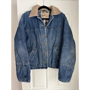 Braetan Denim Chore Jacket Men's Med Corduroy Collar Plaid Flannel Lined Trucker